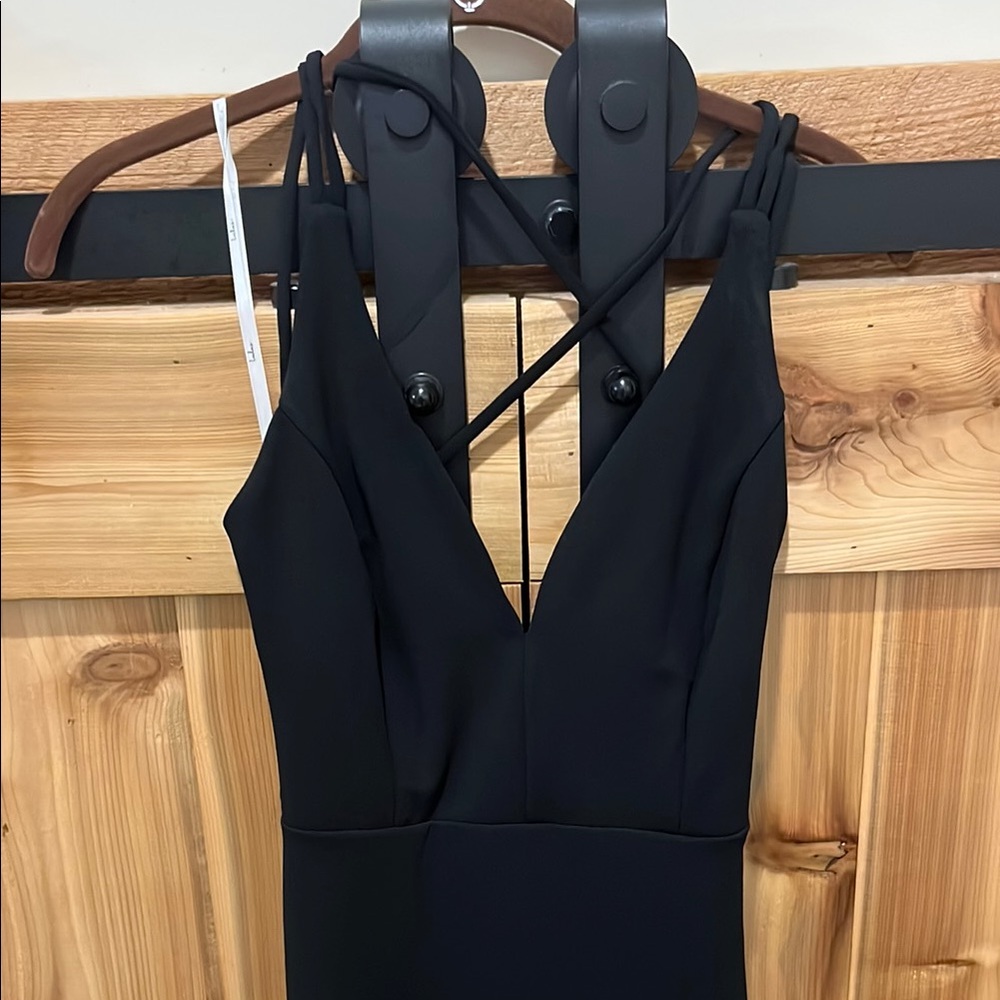 Lulu's Elegant Black Stappy Backless Formal Dress - Picture 4 of 6